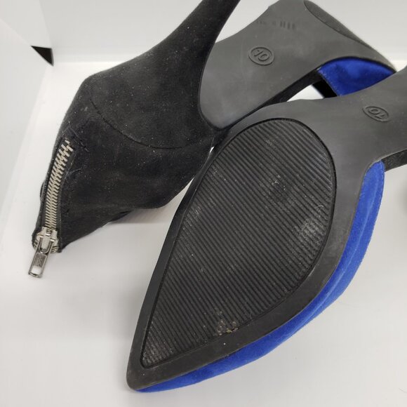 Blue Point Toe Suede Pumps Women's 10 Mossimo Supply Ankle Strap Zip Heels - Picture 10 of 14